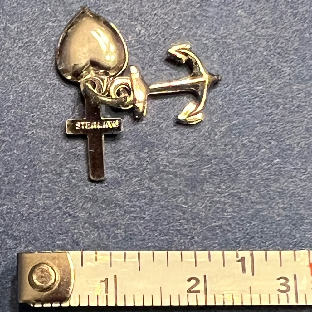 Faith, Hope , Love Sterling Silver charm for bracelet or pendant. - Picture 3 of 3